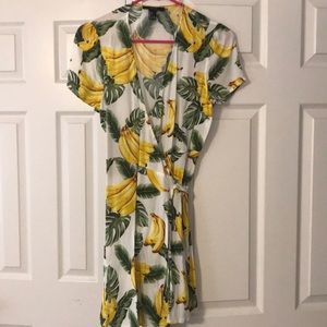 Banana and Palm Leaf Wrap Dress